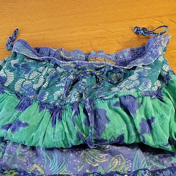 Jane Ashley Vintage 100% Cotton Tiered Multicolor Maxi Skirt - Size Large - Picture 9 of 11